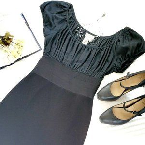 Classic Little Black Cocktail Dress Medium Cummerbund Waistband Formal Party